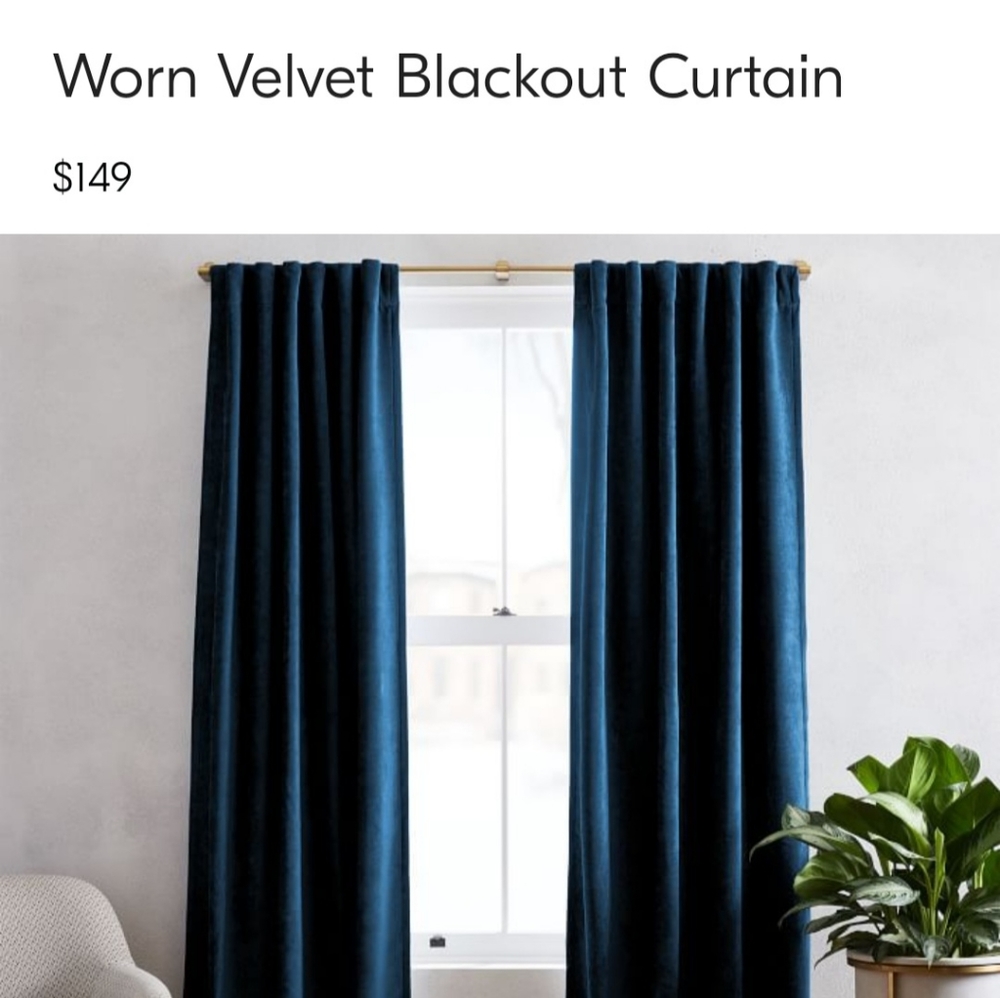 West Elm Worn Velvet Blackout Curtains price is for 2.    48" x 84"